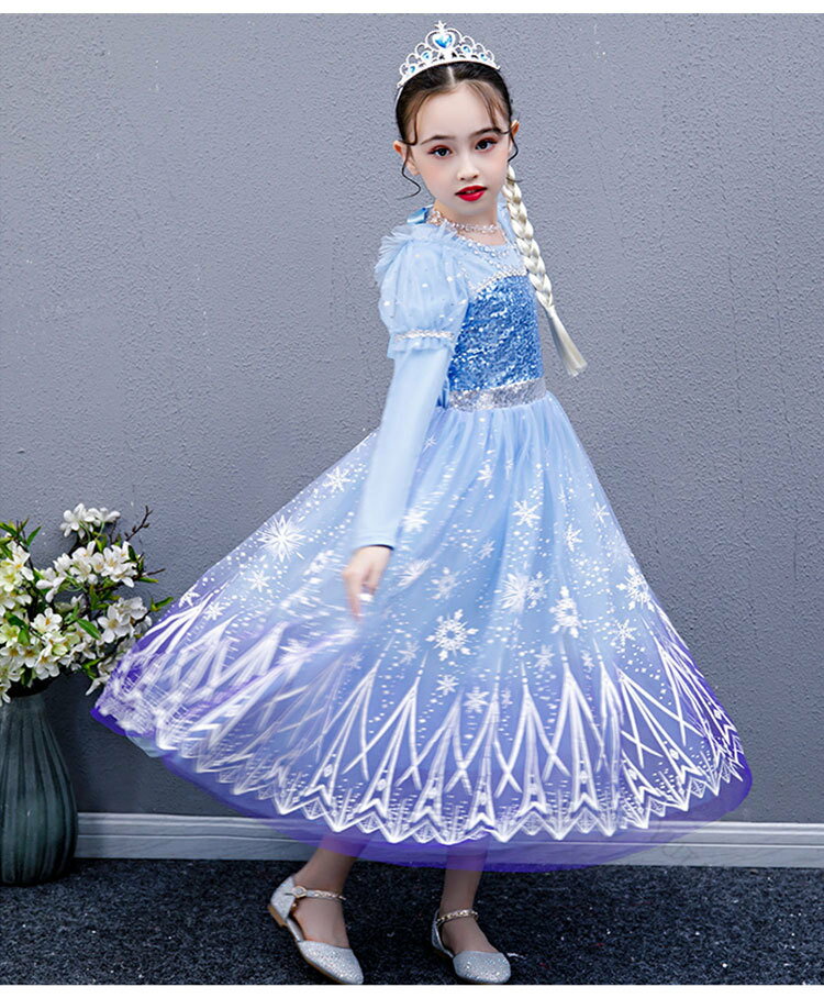 プリンセスドレス 雪女王 なりきり 2点セット 長袖 ハロウィン 衣装 クリスマス プレゼント コスプレ ..