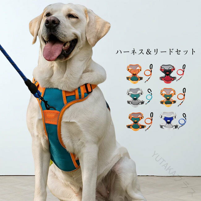 中型犬用胴輪 首輪 反射テープ付きで夜間も安心 装着簡単 ベルト調節可能 通気性抜群で抜けにくく脱げ..