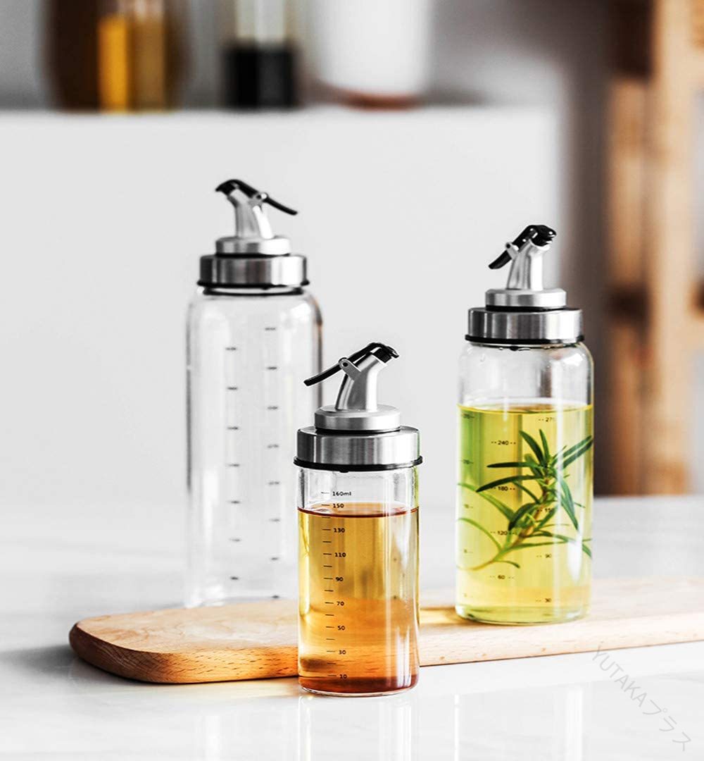 ガラス オイルボトル オイルポット 醤油ボトル 酢ボトル ドレッシング ボトル 漏れ止め 防塵設計 ガラ..