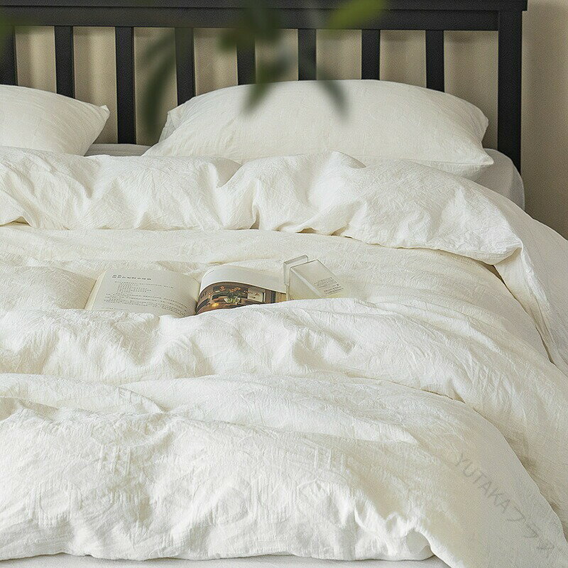 布団カバーセット 白 ホワイト コットン 洗える 寝具カバーセット 3点セット 4点セット シングル セミ..