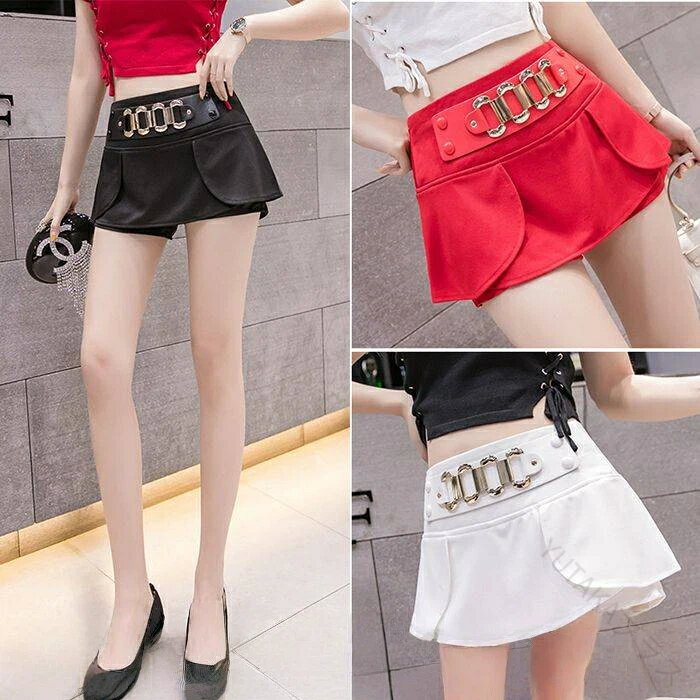 レディース キュロットスカート マイクロミニ スカート ショートスカート セクシー ハイウエスト 伸縮 ストレッチ ボトムス ショーパン ショートパンツ 短パン 春夏 S M L XL XXL 赤 レッド 白 ホワイト 黒 ブラック クラブ キャバ嬢 OL 通勤 おしゃれ で 動きやすい 人 着痩