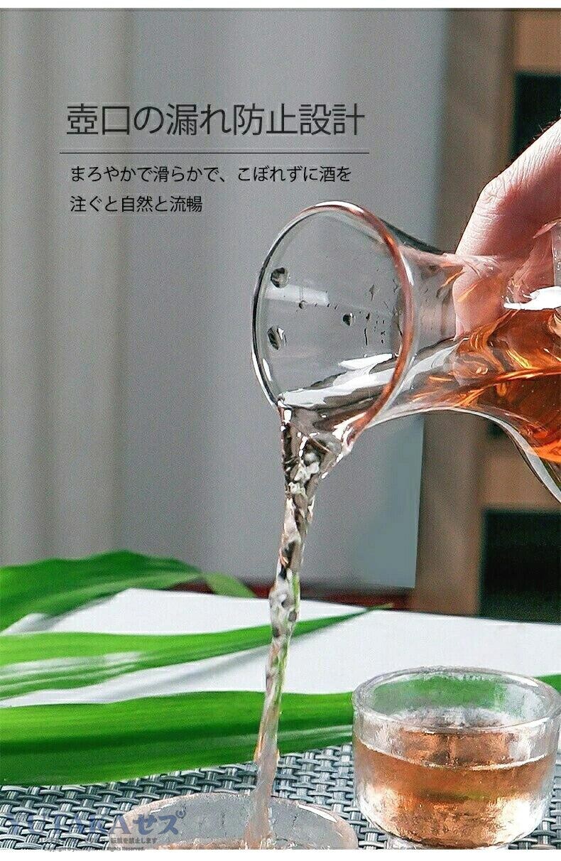 ガラス製 徳利 冷酒器 400ml 氷ポケット付 耐熱 日本酒 ワイン用 デキャンタ 水差し