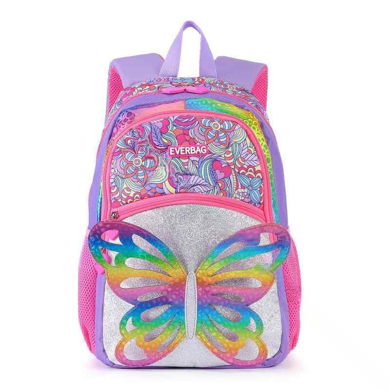 リュックサック キッズ 子供用 かわいい 3D レインボー 蝶々 バックパック 小学生 ...