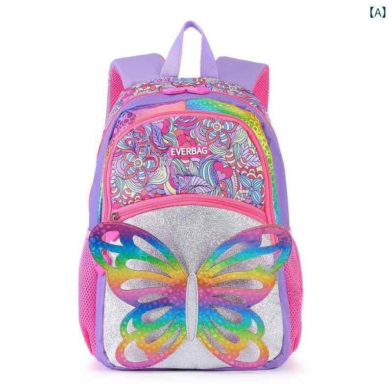 リュックサック キッズ 子供用 かわいい 3D レインボー 蝶々 バックパック 小学生 ...