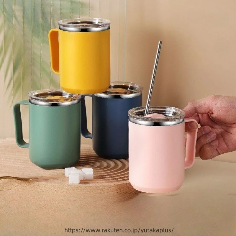 Rakuten - 304ステンレススチール製マグカップ、大容量ステンレススチール製コーヒーマグ、オフィス用蓋付き保温マグカップ、大容量ステンレススチール製ドリンクカップ、304ステンレススチール製蓋付きマグカップ、北欧デザインステンレススチール製保温マグカップ