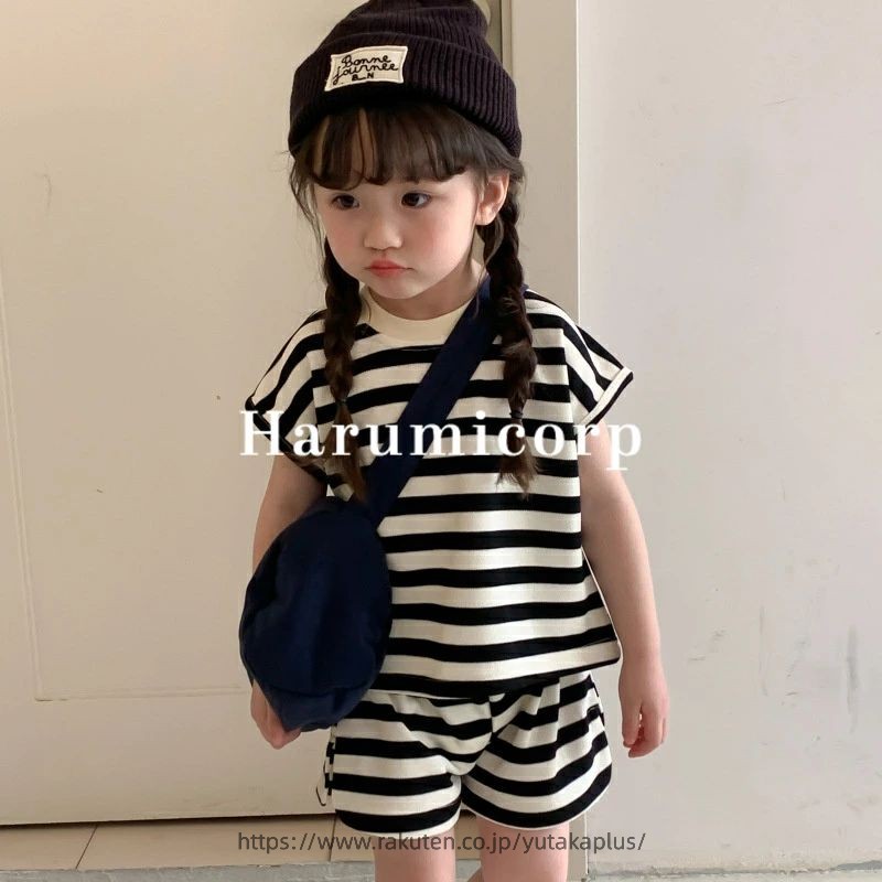 ジャージ 上下セット 韓国子供服 女の子 男の子 tシャツ 半袖ボーダー ハーフパンツ ベビー服 セットアップ キッズ ジュニア おしゃれ 可愛い 子供ジャージ 夏服 トップス ボトムス スポーツ 運動着 トレーナー スウェット 入学 入園 吸汗速乾 140cm 130 120 110 100 90