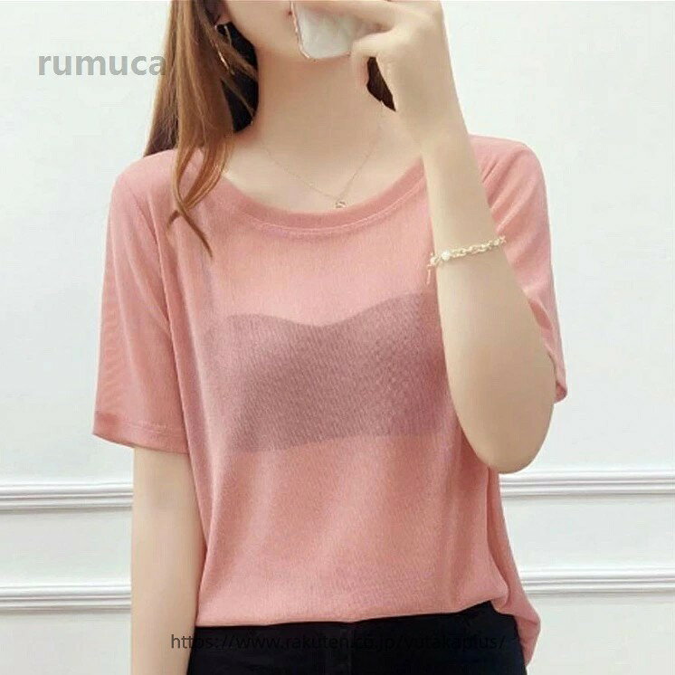 シアー トップス シースルー レディース Tシャツ 薄手 半袖 カットソー 春夏 春作...