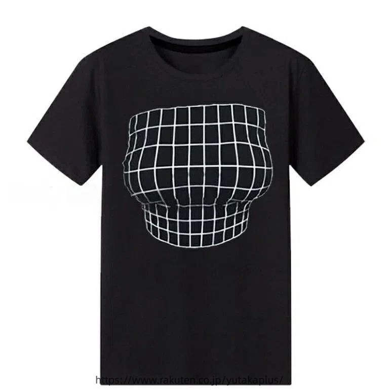 ティーシャツ レディース おしゃれ 3D 半袖TシャツカジュアルおっぱいTシャツ ホワイト ブラック