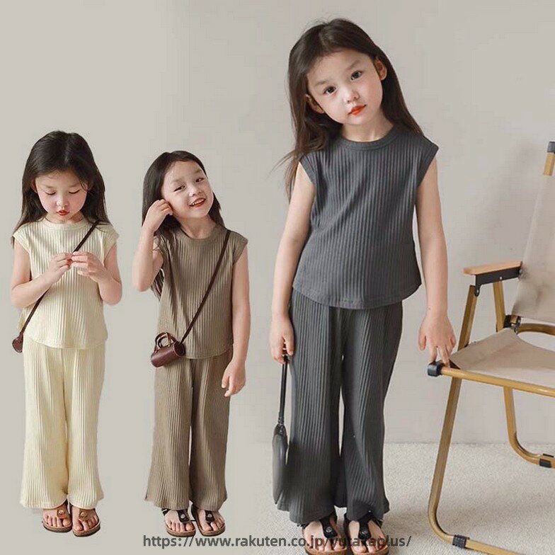 Rakuten - セットアップ キッズ ベビー服 女の子 tシャツ ロングパンツ おしゃれ 可愛い 子供服 夏 上下セット トップス ボトムス ジュニア 赤ちゃん ガウチョパンツ 長ズボン 入学 入園 誕生日 プレゼント 幼稚園 小学生 お出かけ 140cm 130cm 120cm 110cm 100cm 90cm