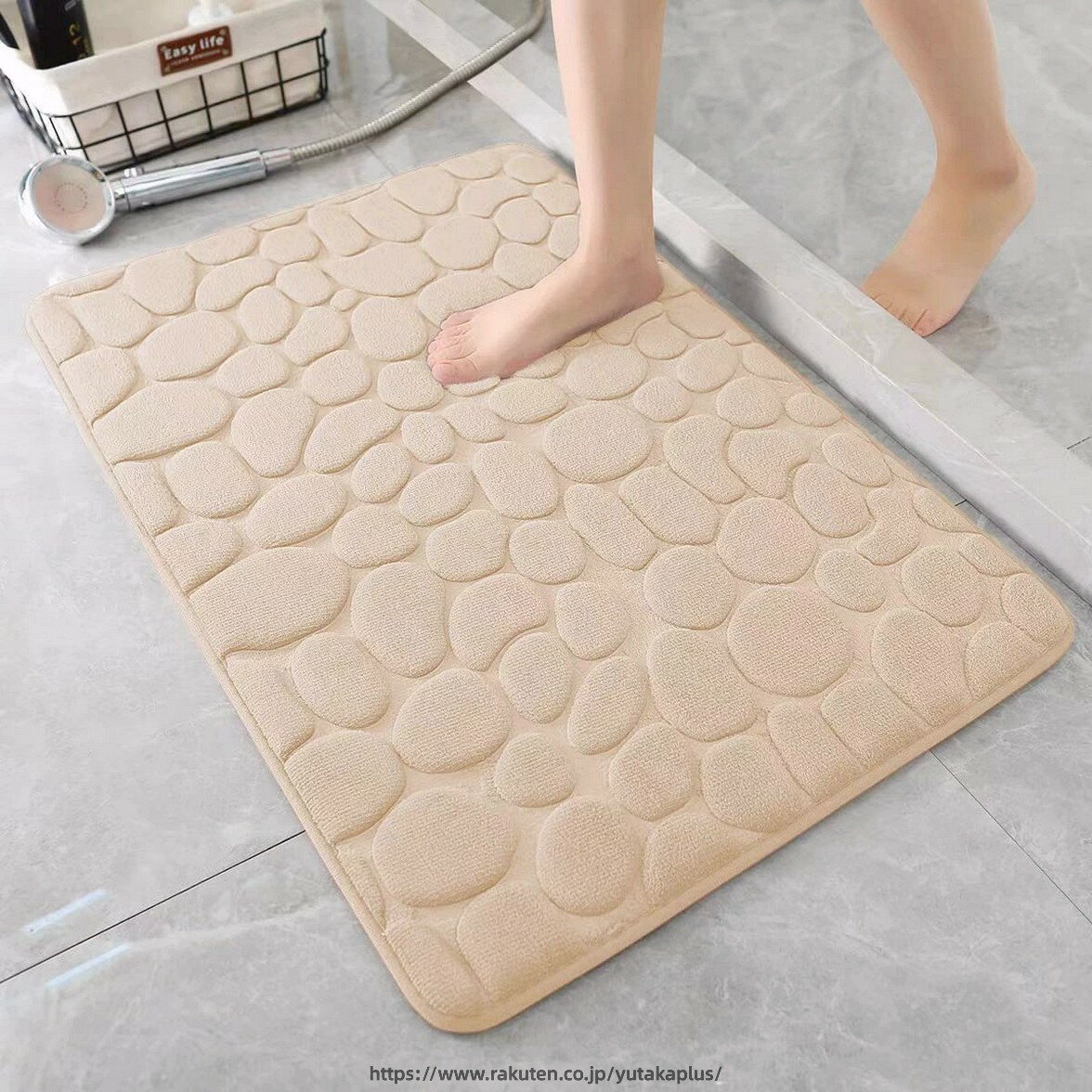 Bath Supplies - バスマット タオル地 60×90cm 無地 足ふきマット お風呂 小石の形 吸水性抜群 コーラルフリース 可愛い 快適 洗濯可 ホテル 1人暮らし 春 夏 秋 冬