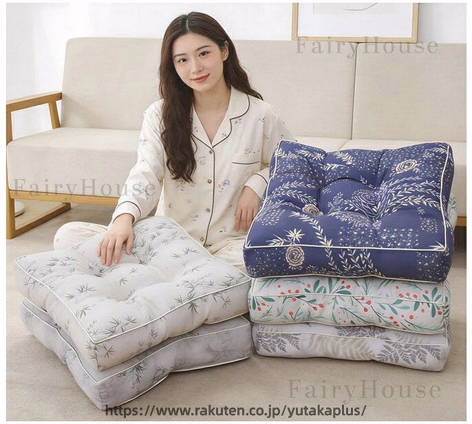 角型 クッション 厚さ7cm チェアパッド チェア クッション 38×38cm 43×43cm 48×48cm おしゃれ 花柄 クッション オールシーズン 座布団 角座 正方形 座布団 蒲団 畳 和室 椅子用 低反発 腰痛クッション リビングルーム 新築祝 贈り物 引っ越し祝い クッション [2]