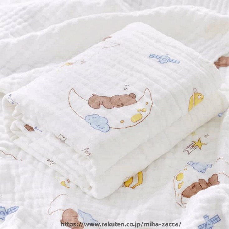 ガーゼタオル ベビー バスタオル ガーゼ 2枚セット 4重ガーゼ 大判 110×110cm おく...