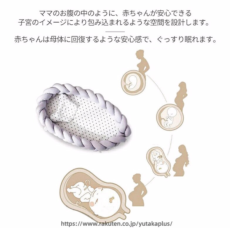 ベッドインベッド ベビーベッド 折りたたみ式 添い寝 コンパクト 寝返り防止 新生児 赤ちゃん 乳幼児 持ち運び用バッグ付き 男の子 女の子 持ち運びやすい ベビー布団 出産祝い 編み上げ 寝具 安心快適 洗える yutakaplus-10042959 YUTAKAプラス サンプル画像2