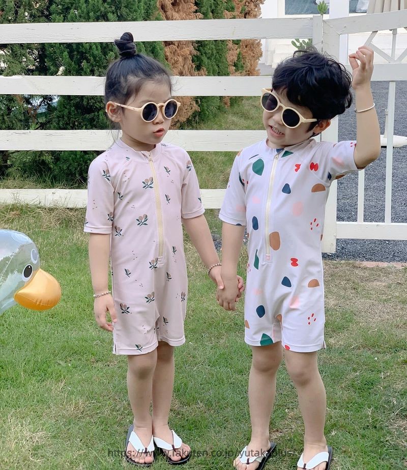 ベビー水着 キッズ キャップつき 2点セット UVカット ロンパース 男の子 女の子 ロ...