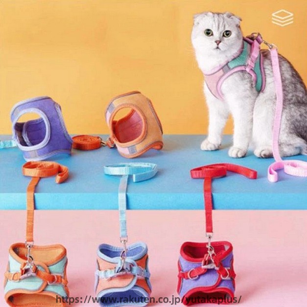 猫 ハーネス リードセット 猫用 犬用 小型犬 胴輪 脱げない 簡単装着 お出かけ 散...