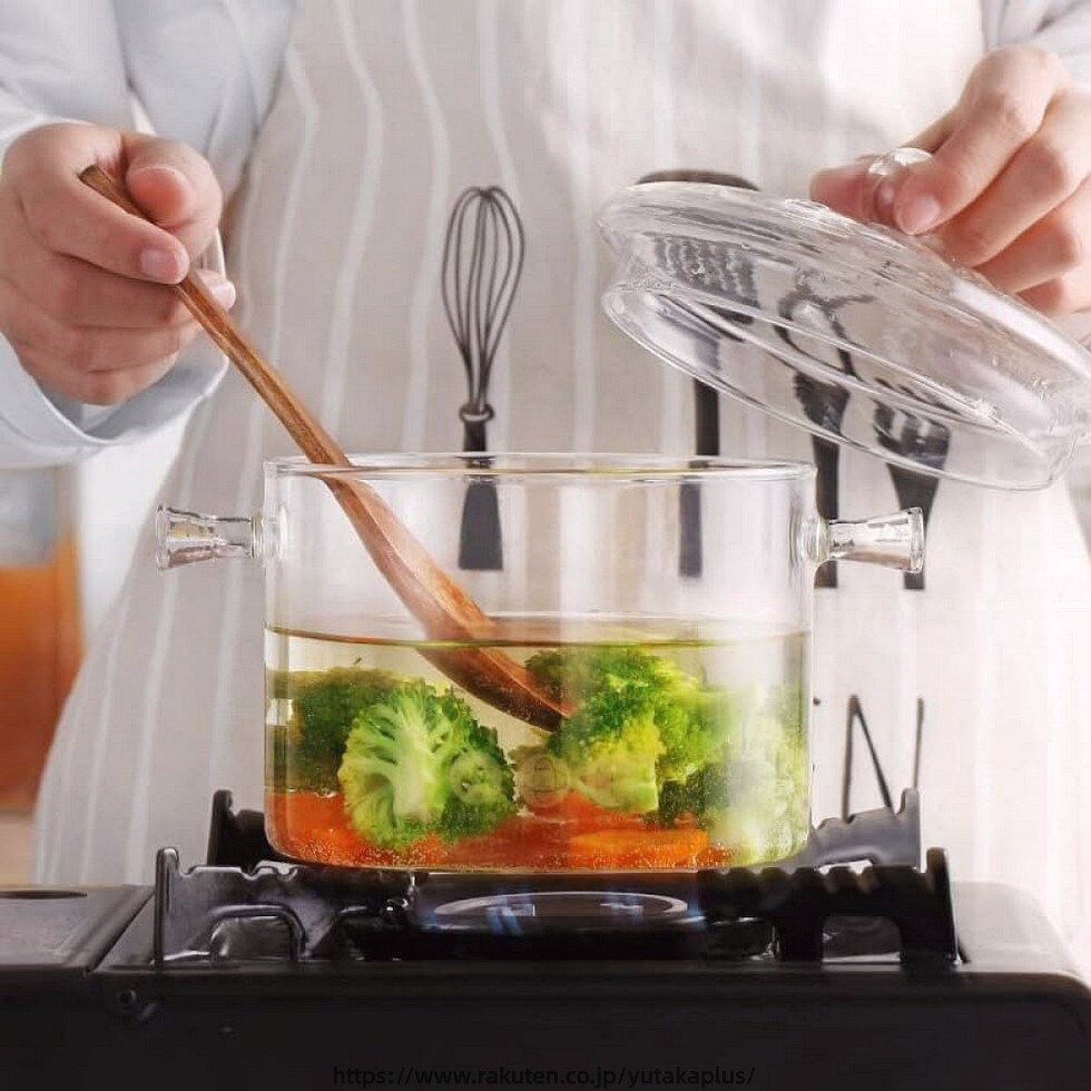 耐熱ガラス透明鍋 IH 直火 電子レンジ対応 寸胴両手鍋 家庭料理 ホットワイン 調理器具 yutakaplus-10047470 YUTAKAプラス パッケージ画像