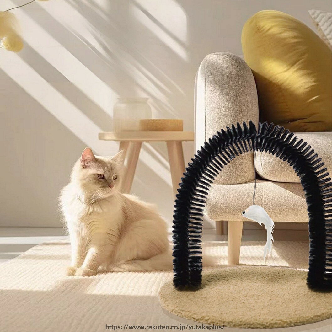 YUTAKAプラスのセルフグルーミングブラシ ペット用ブラシ 爪とぎペットトイ コーナーブラシ アーチブラシ ネコ ねこ 猫 猫用ブラシ ペット キャットブラシ トリミング お手入れ ブラッシング ねずみ｜アングル2