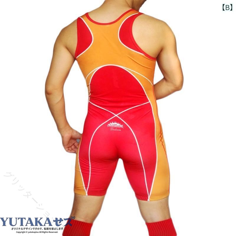 レスリング シングレット メンズ トレーニング ウェア ウエイトリフティング タイ...
