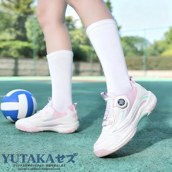 バレーボールシューズ キッズ ダイヤル式 小学生 男の子 女の子 軽量 子供 バドミ...