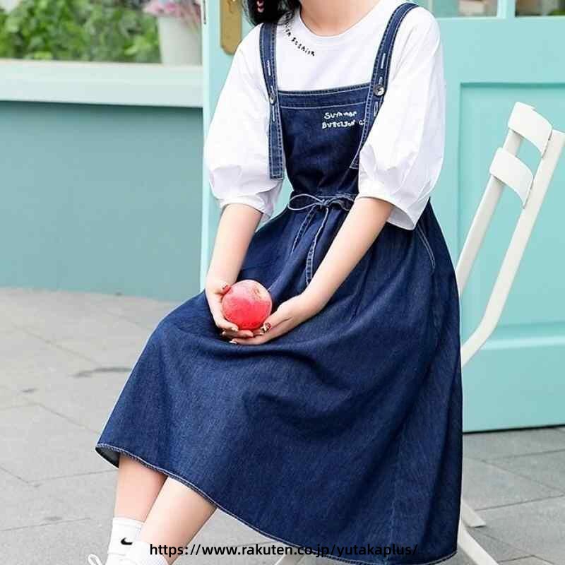 夏 用 軽量 素材 キッズ ファッション ガールズ デニム サロペット スカート セットアップ 子供服 女の子 薄手 ミディアム 丈 140 150 160 170 175 小学生 中学生 おしゃれ 通学 お出かけ 動きやすい