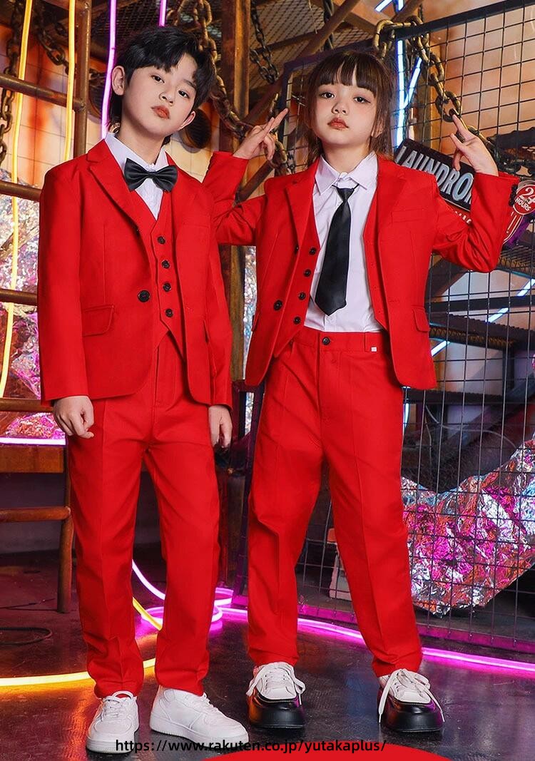 K-pop ダンス 衣装 キッズ 110 170 サイズ ベスト パンツ スーツ セットアップ レ...