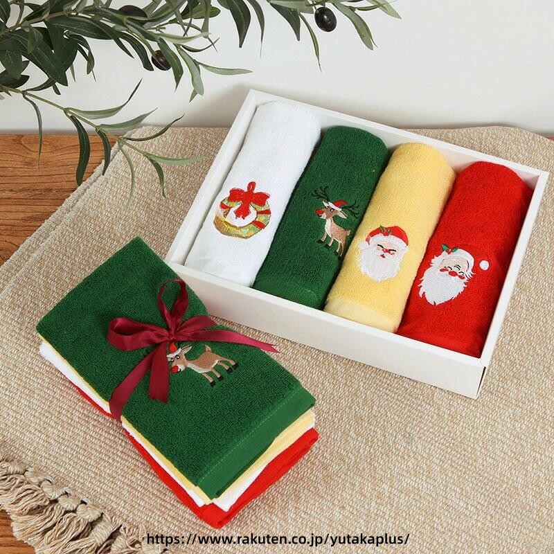 Rakuten - クリスマス ギフト プレゼント サンタクロース タオル ふわふわ 吸水 可愛い コンコンパクト 小さい サイズ 使いやすい 贈り物 モチーフ