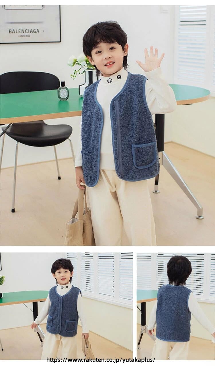Other - 防寒 キッズ ボアベスト もこもこ 暖かい 無地 Vネック シンプル カジュアル 防寒着 保育園 幼稚園 小学生 ジュニア 通園 通学 入学準備 秋冬 ルームウェア 子供服 保温 快適 着心地 人気 おしゃれ 可愛い お洒落 スポーティ 使いやすい 冬コーデ 子供用 防寒アイテム