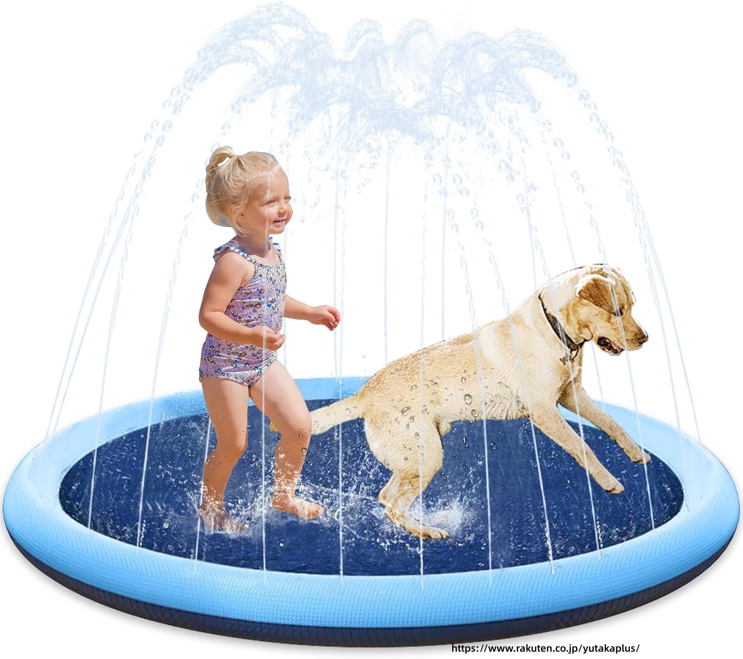 噴水マット ペット用噴水マット 水遊びマット 犬用スプリンクラー プレイマット ビーチマット ビニールプール 水遊び 噴水 おもちゃ 噴水プール 夏の日 芝生遊び 庭 プール 夏対策 滑り止め 170CM直径 ウォータースプラッシュパッドプールおもちゃ