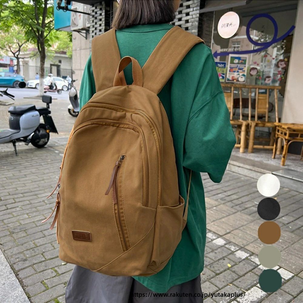 Rakuten - リュックサック ユニセックス 大容量 A4 オシャレリュック 女性 大容量リュック レディース 帆布バック 背負いバック 韓国風 帆布リュック リックサック リック 多収納 可愛いリュック 白 大人可愛いリュック カジュアル おしゃればっく