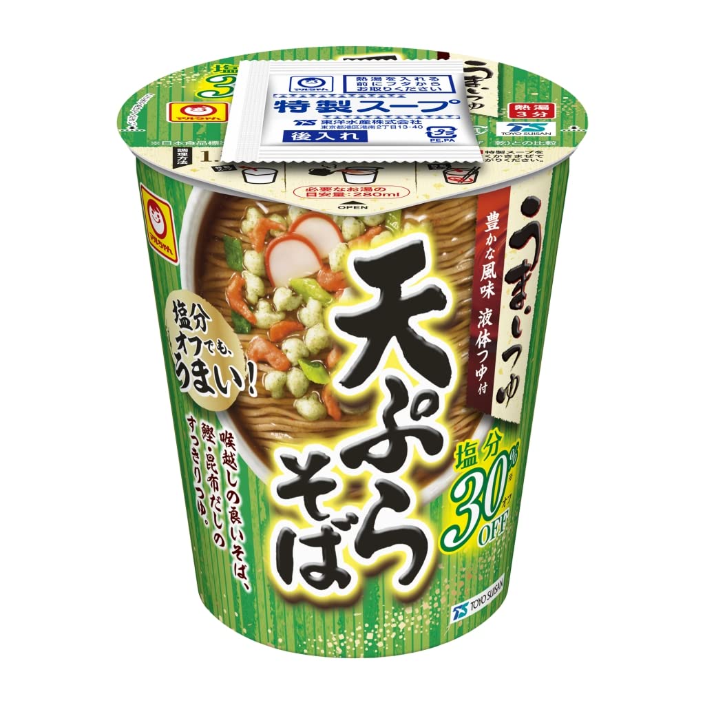 樂天商城 - マルちゃん うまいつゆ 塩分オフ 天ぷらそば 72g×12個 ( カップそば / カップ麺 ) 即席 蕎麦 ( 天そば / 鰹・昆布だしのすっきり甘めつゆ ) インスタント麺 そば 東洋水産