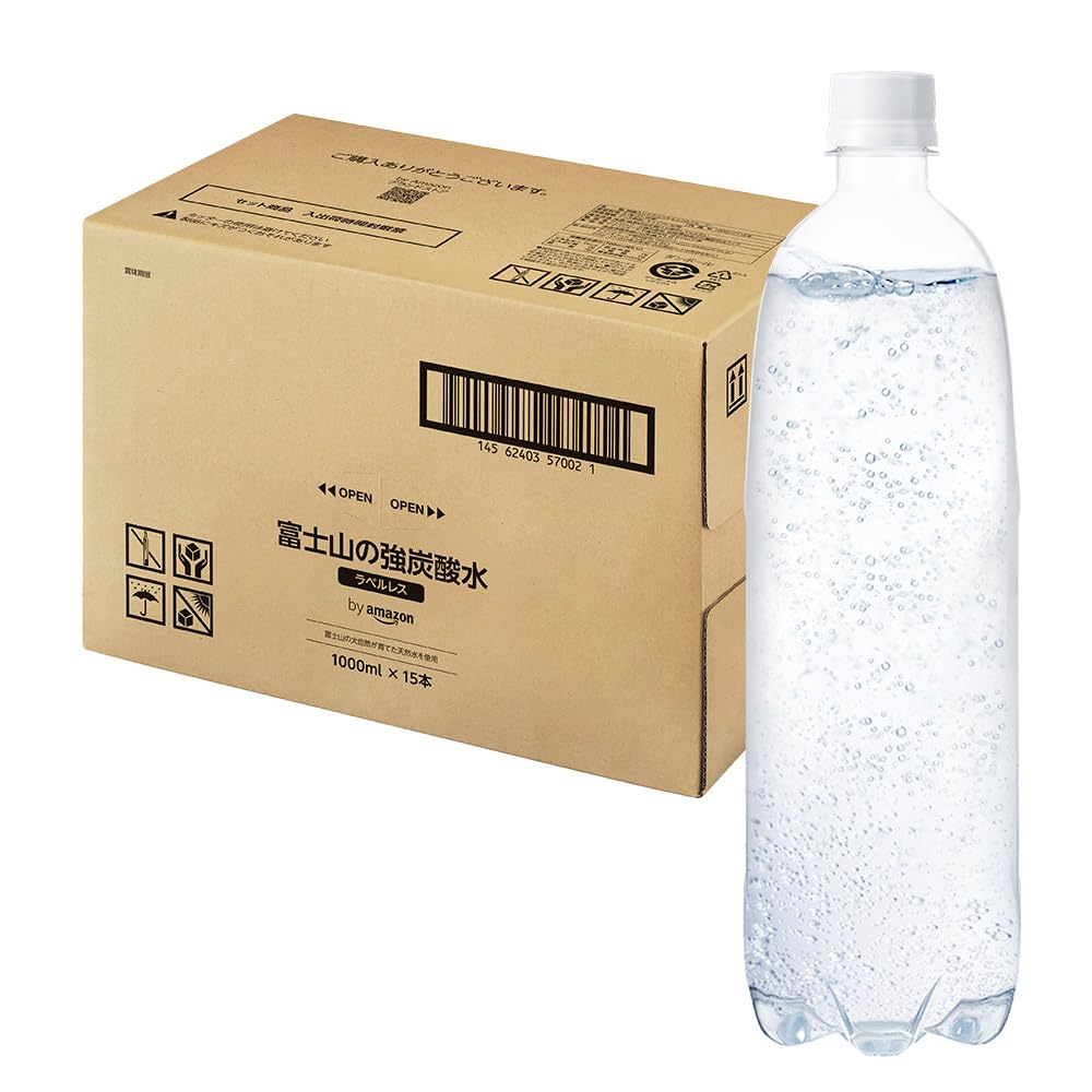 樂天商城 - 炭酸水 ラベルレス 1000ml ×15本 富士山の強炭酸水 バナジウム含有 ペットボトル 静岡県産 1L ボトル 割り材