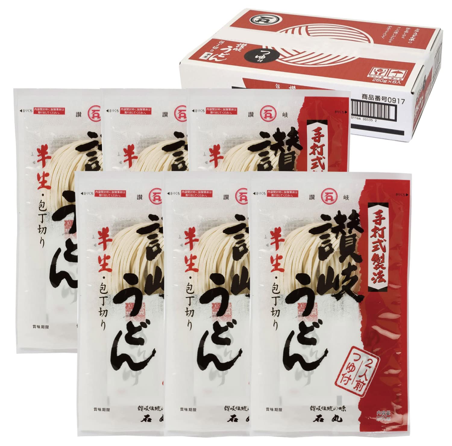 樂天商城 - 石丸製麺 半生讃岐うどん包丁切り(つゆ付) 260g(2人前)×6袋箱