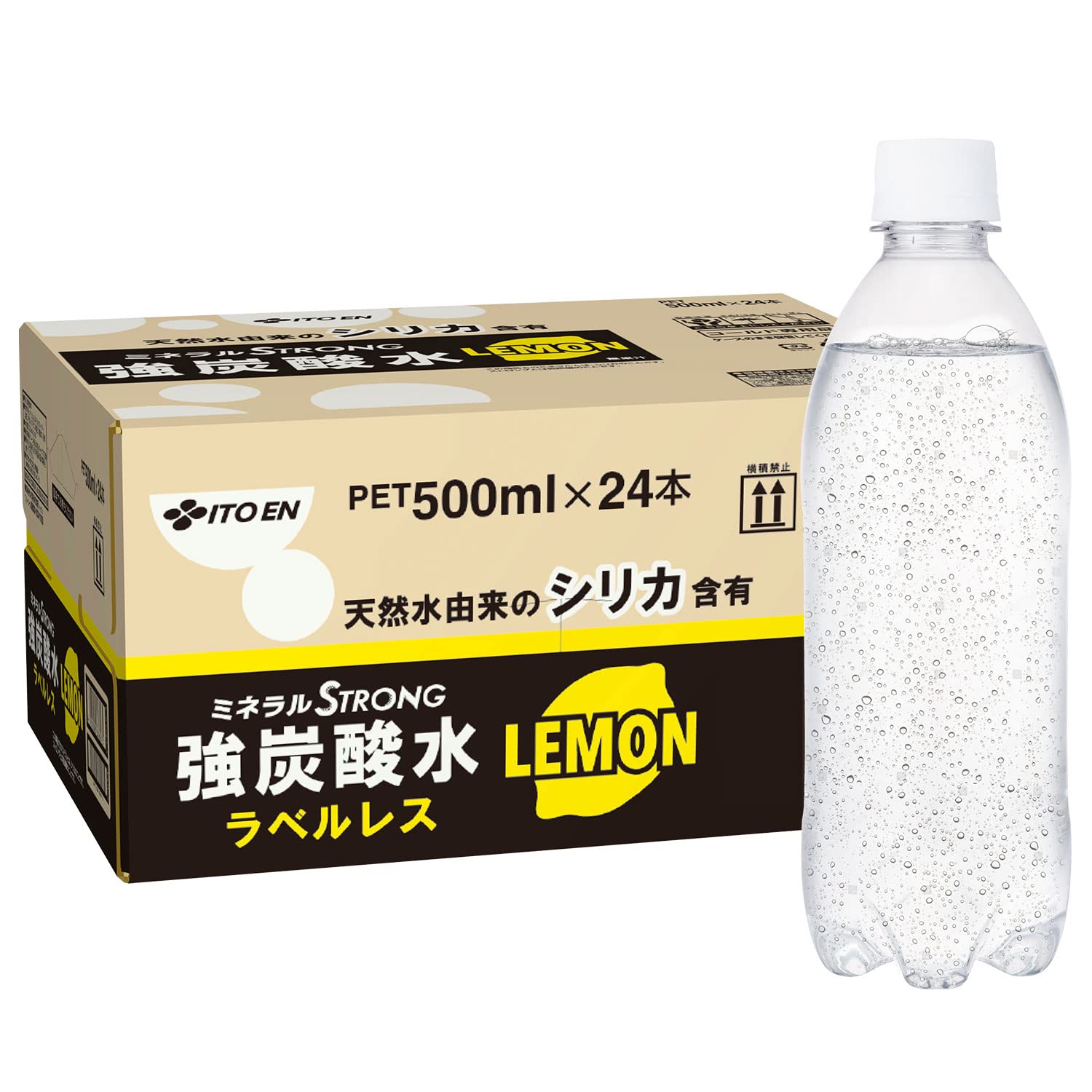 樂天商城 - ミネラルストロング 伊藤園 ラベルレス 強炭酸水 レモン 500ml×24本 シリカ含有