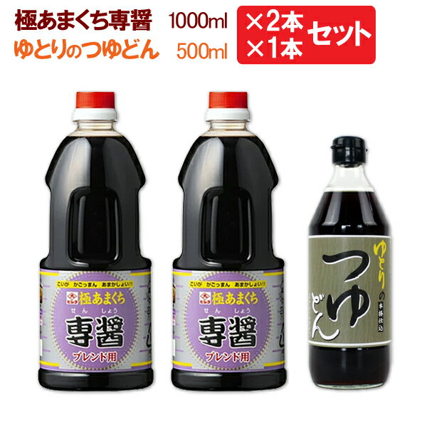 3本セット 《極あまくち醤油専醤1L 2本+つゆどん 500ml 1本》 