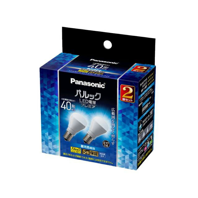 パナソニック パルック LED電球 プレミア 小形電球40形相当 440lm E17口金 3.9W 2個入（昼光色相当）Ra84 配光角約180度 LDA4DGE17K4ESW2F2T[panasonic]