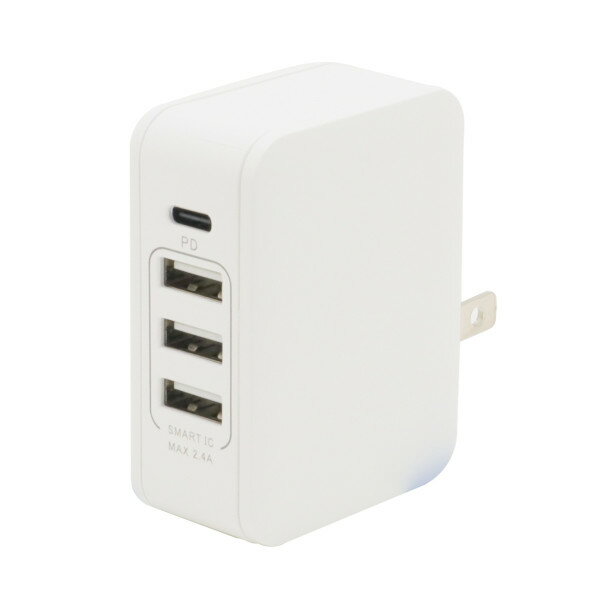 PD対応Type-C/3USBポートAC充電器 最大出力32W IAC1C3UP3032W ホワイト インプリンク 【メール便送料無料】