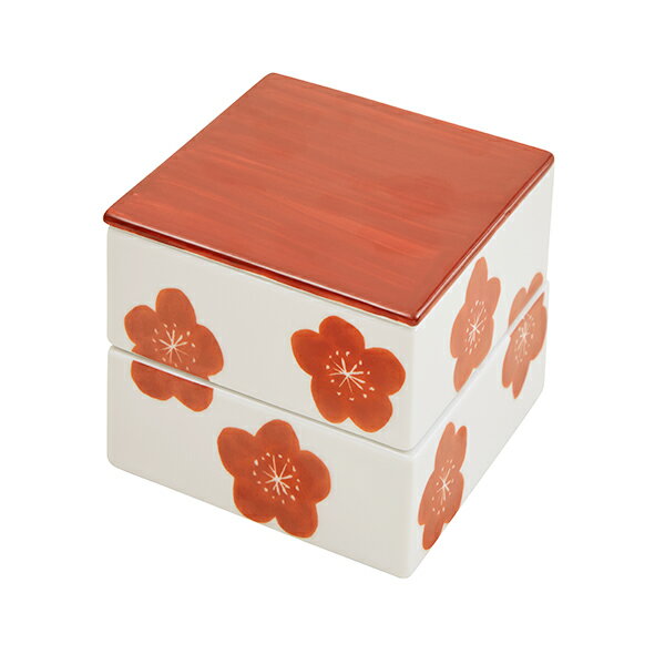 【栗原はるみ 食器 ギフト包装可】 波佐見焼 二段重 梅 / 栗原 はるみ 栗原はるみ食器 食器 お重 重箱 重 二段 小さめ 梅の花 冷蔵庫 電子レンジ対応 ...