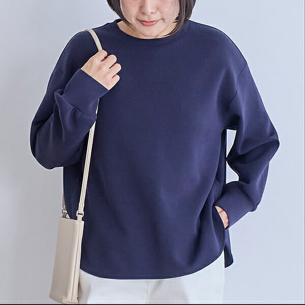 【栗原はるみ ウエア ギフト包装可】 ダブルジャージープルオーバー/ 栗原 はるみ プルオーバー ジャージー ドロップショルダー カットソー 長袖 きれいめ カジュアル 無地 レディース カジュアル トップス ネイビー チャコール ゆとりの空間