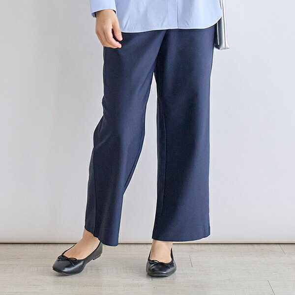 【栗原はるみ ウエア ギフト包装可】 ハイストレッチストレートパンツ/ 栗原 はるみ ストレッチパンツ ストレートパンツ 伸縮性 普段着 通勤 フォーマル オフィス ストレッチ きれいめ カジュアル 大人 レディース ネイビー ブラック グレージュ