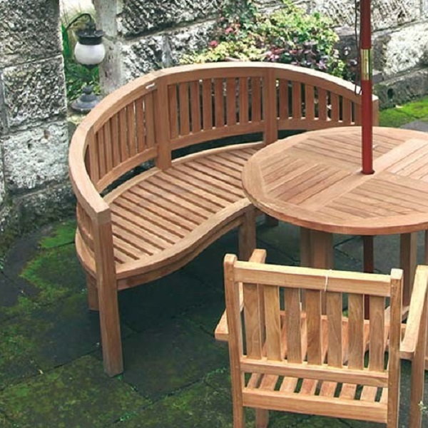 バナナベンチ完成品 36701 ガーデニング お洒落 庭 木製 チーク材 イングリッシュガーデン 椅子 イス ベンチ バナナ