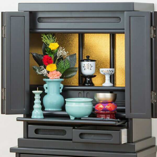 上置仏壇黒檀調/紫檀調 日用品雑貨・文房具・手芸 仏壇・仏具・神具 仏具 仏壇完成品 FL-1047 仏壇 上置 仏具 コンパクト 上品 引き出し付き