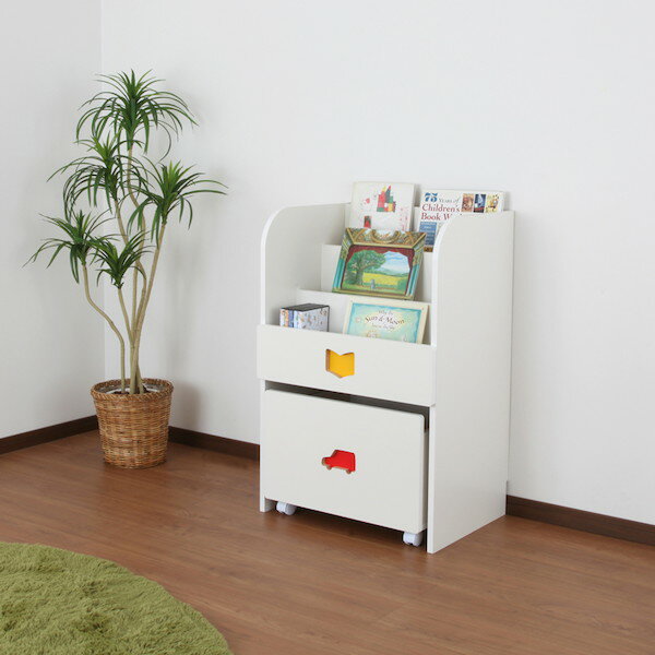 ＼本日300円クーポン進呈/子供部屋用収納 絵本棚 [TRAINING KIDS CHEST] おかたづけしたくなるワゴン付マガジンラック完成品 TSM-59H 本棚 マガジン ラック 棚 本 ほん えほん 雑誌 キッズ ジュニア 収納 家具 子供 部屋 棚 新学期 新生活 [3]
