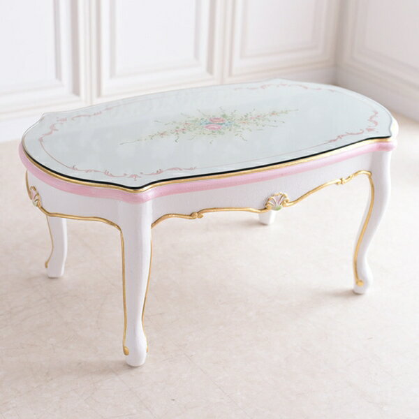 \本日300円クーポン進呈/テーブル センターテーブル ローテーブル ROCOCO Rフォルム センターテーブル完成品 roc-dn-7070k プリンセス ガ...