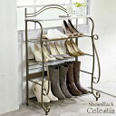 \300円OFFクーポン進呈/収納家具 玄関収納 シューズラック シューズラック CelestiaSR-620 曲線 装飾 アンティークゴールド シリーズ スリ...