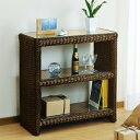 \300円OFFクーポン進呈/収納家具 本棚 ラック カラーボックス オープンラック 籐 飾り棚 80×35×80cmW987B 完成品 ラタン 今枝商店 リビング 高級感 なごみ ガラス天板