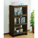 \300円OFFクーポン進呈/収納家具 本棚 ラック カラーボックス オープンラック 籐 飾り棚 60×35×112cmW988B 完成品 ラタン 今枝商店 リビング 高級感 なごみ ガラス天板