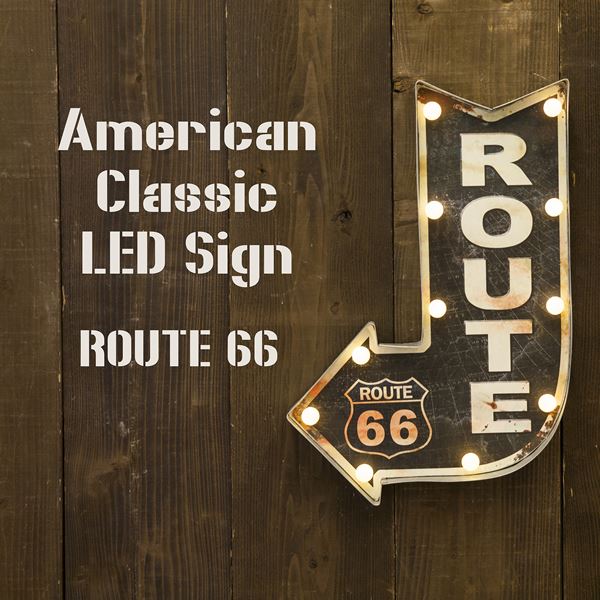 American Classic LEDサイン ROUTE 66 ライト・照明器具 インテリアライト LEDイルミネーションGB22304GAK アメリカ 田舎 クラシック 雰囲気作り 店舗 アクセント リビング