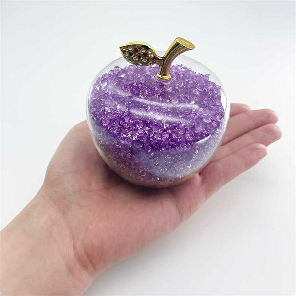 ガラスインテリア パープル りんご 占い 開運 風水 パワーストーン 開運インテリア20230123-2552 インテリア りんご 置物 ガラス ジルコニアスト...