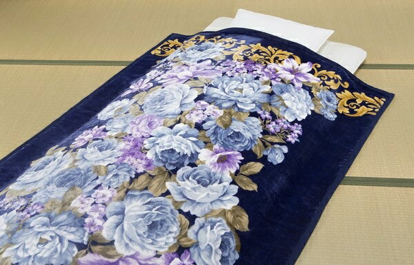 豪華な花柄ニューマイヤー毛布4枚組 寝具 毛布 ブランケットa33449 FL-3296 軽く 暖かい お買得 毛布 4枚組 ブルー ワイン 洗濯 清潔 ミンク調 来客用 丸洗い [2]