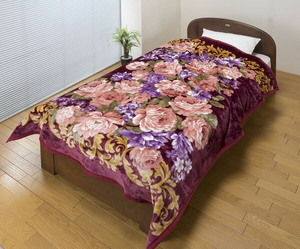 豪華な花柄ニューマイヤー毛布4枚組 寝具 毛布 ブランケットa33449 FL-3296 軽く 暖かい お買得 毛布 4枚組 ブルー ワイン 洗濯 清潔 ミンク調 来客用 丸洗い [3]